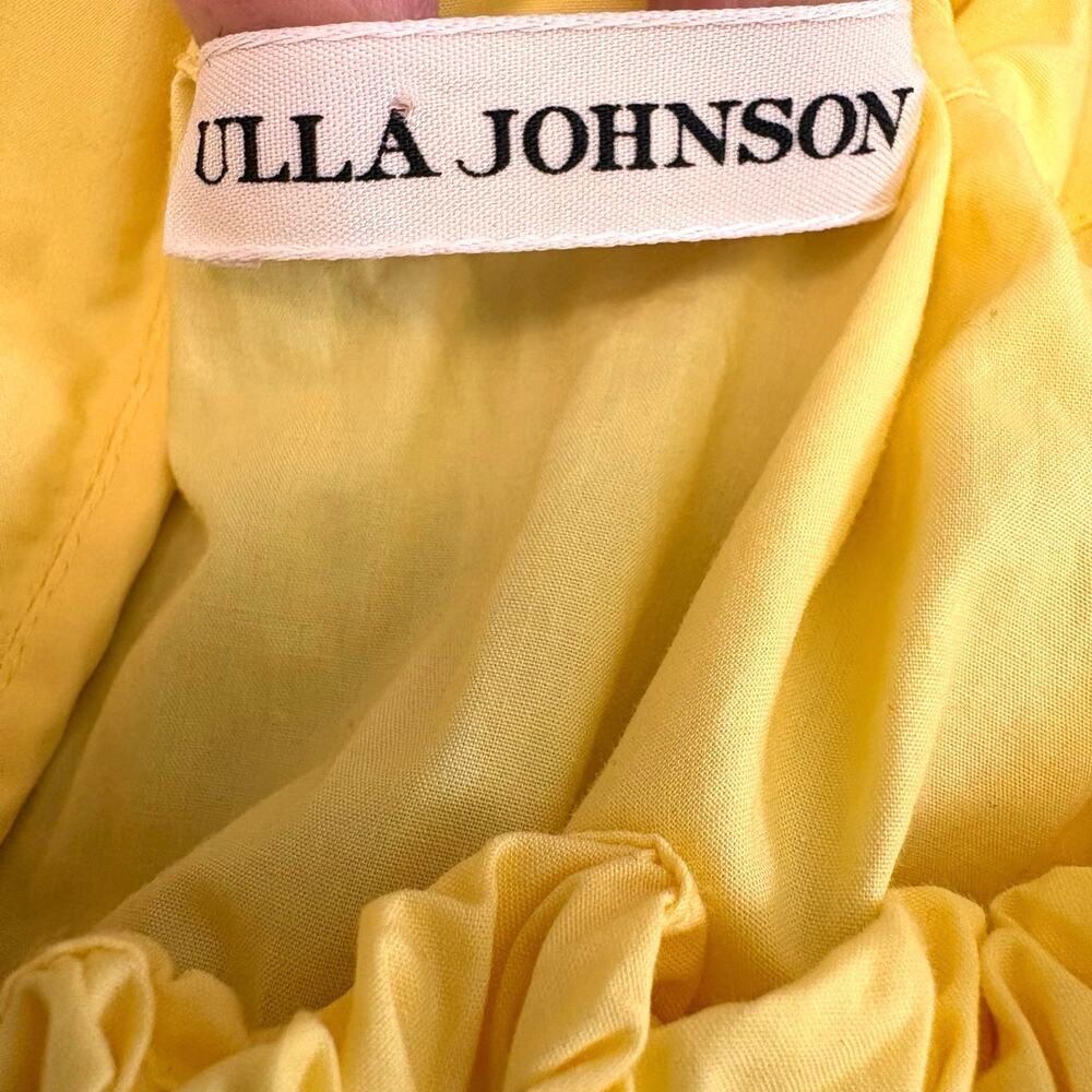Ulla Johnson Colette Yellow Poplin  Cotton Puff Sleeve Tiered Midi Dress Sz 4 - Picture 10 of 12